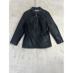 Wilson Leather Experts Men's XL‎ Black Leather Jacket Full Zip Biker